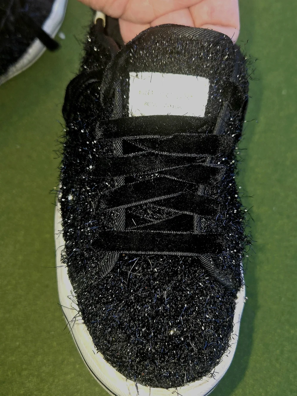 KEDS Kate Spade Anthropologie 6½ Kickstart Black Sparkle Tinsel Fuzzy SPARKLE